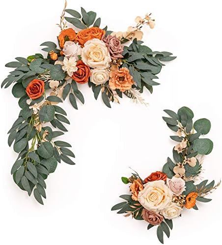 Ling's moment Artificial Flower Swag for Terracotta or Burnt Orange Wedding Ceremony Sign Floral Dec | Amazon (US)
