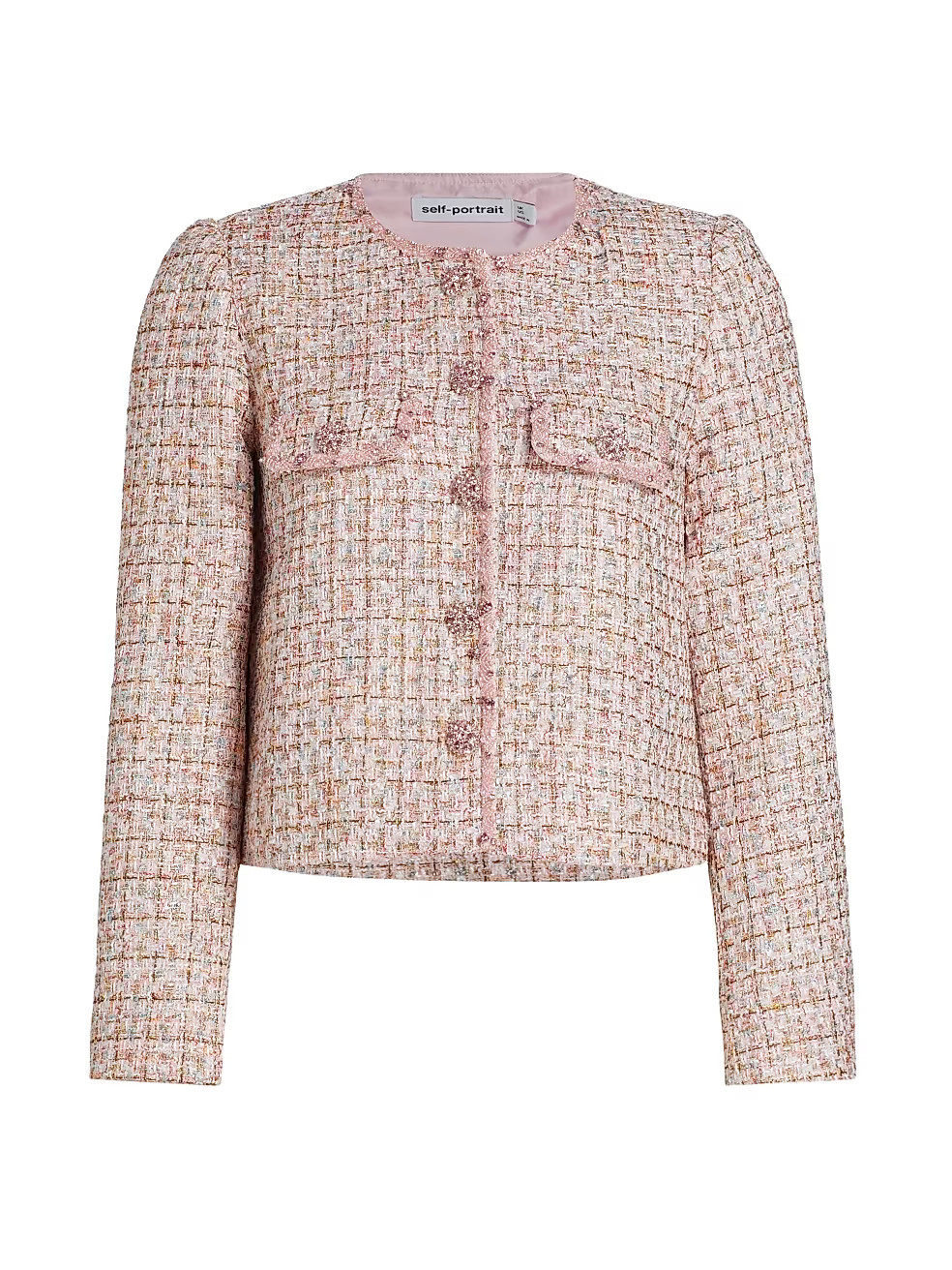 Self-Portrait Cropped Bouclé-Knit Jacket | Saks Fifth Avenue