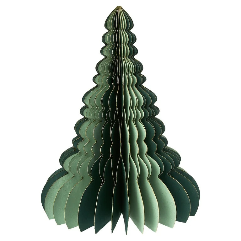 Paper Christmas Tree Tabletop Decorations, Green and Gold, 2 Count, by Holiday Time | Walmart (US)