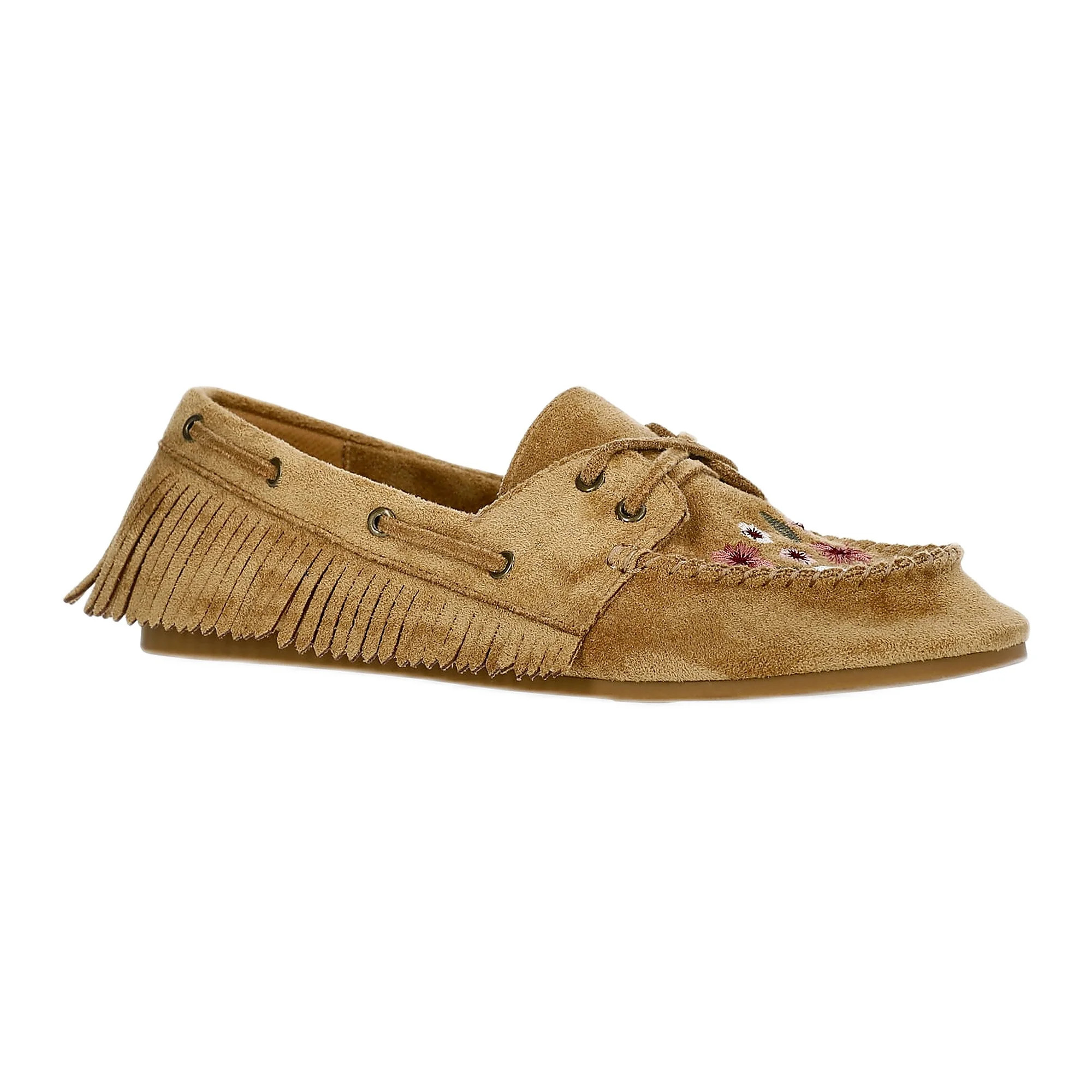 Weekend Academy Girls Embroidered Floral Moccasin Shoes | Walmart (US)