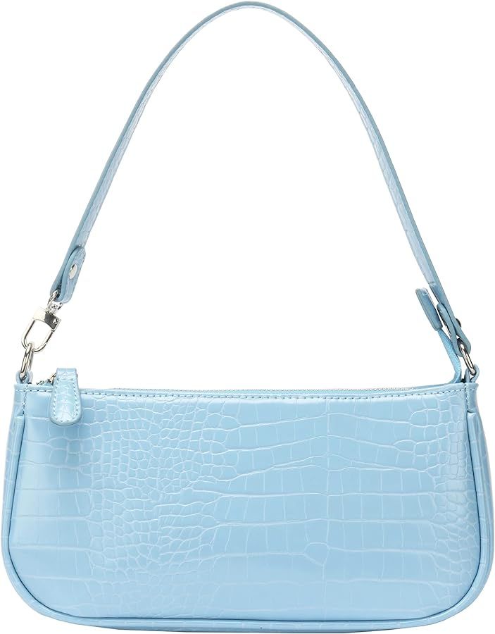 Bag Crocodile Effect Retro Faux Leather Classic Clutch Shoulder Purse Handbag for Women | Amazon (US)