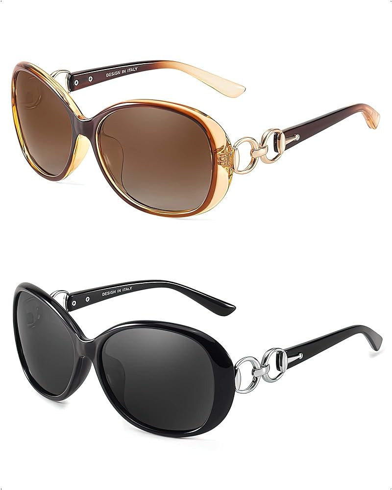 FIMILU 2 Pack Polarized Sunglasses for Women Retro Stylish Jackie O Sunglasses UV400 Protection f... | Amazon (US)