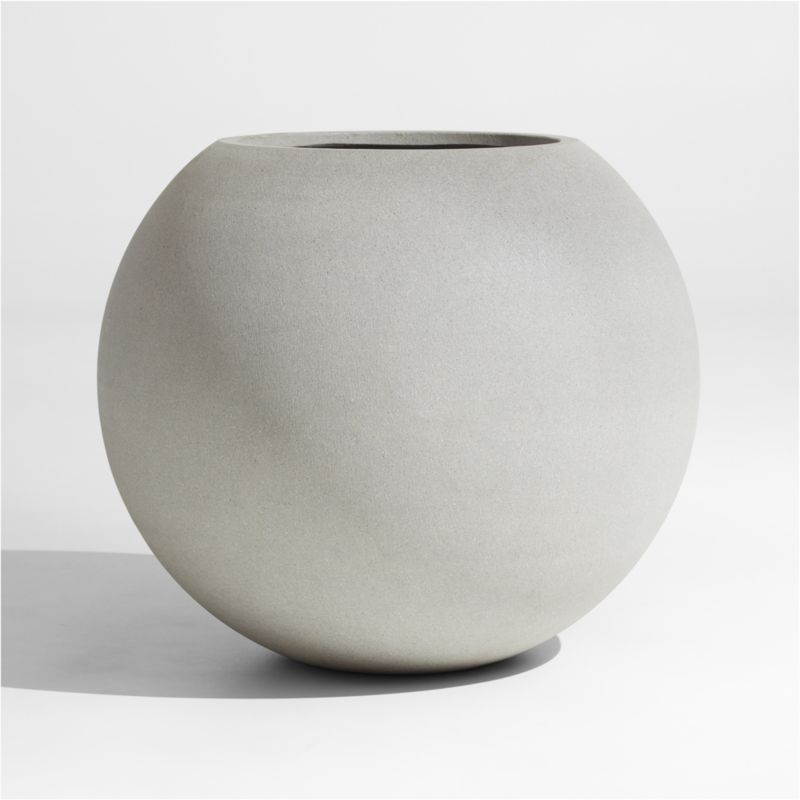 Sphere Large Light Grey Indoor/Outdoor Planter + Reviews | Crate & Barrel | Crate & Barrel