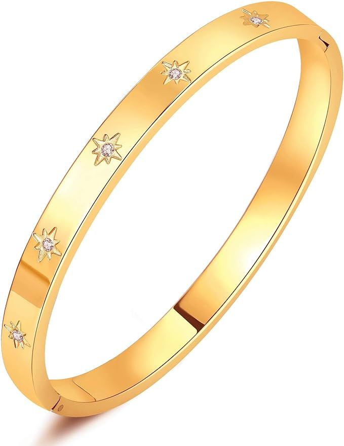 Valentines Day Gifts for Her MVCOLEDY Jewelry Gold/White/Rose Gold Plated Bangle Bracelet North S... | Amazon (US)