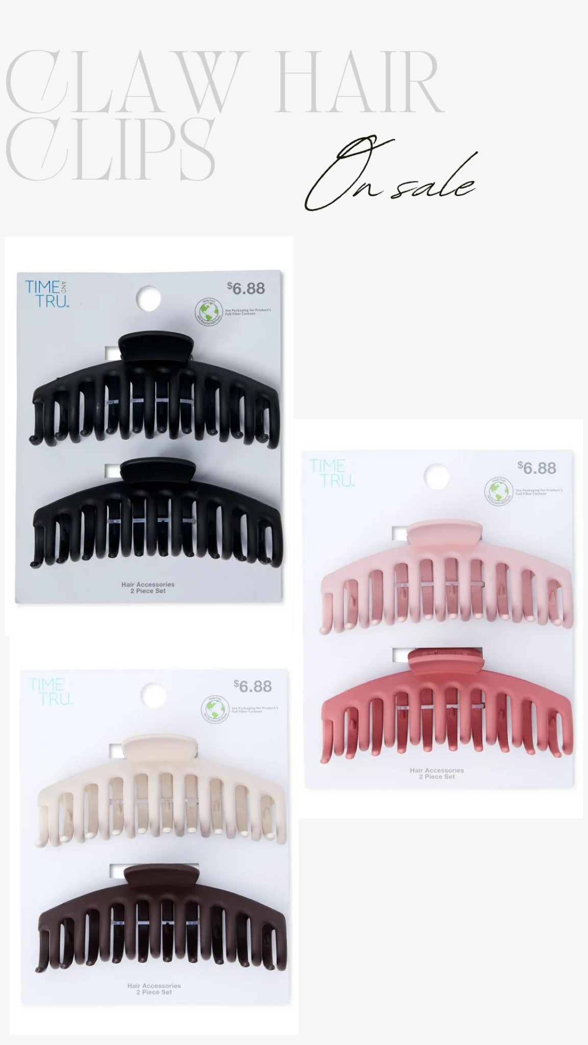 These 2-pack claw hair clips are on sale for $3.44, normally $6.88!

#LTKsalealert #LTKFind