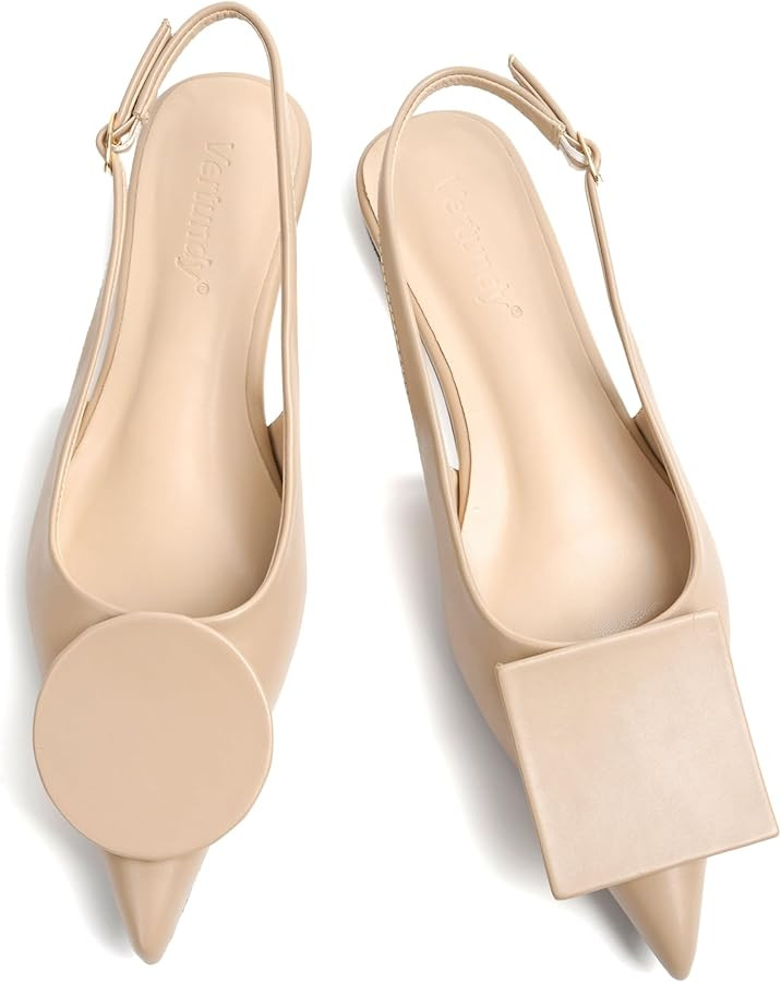 Vertundy Women's Slingback Flats Pointed Toe Flats for Women Low Heel Pumps Ankle Strap Sandals C... | Amazon (US)