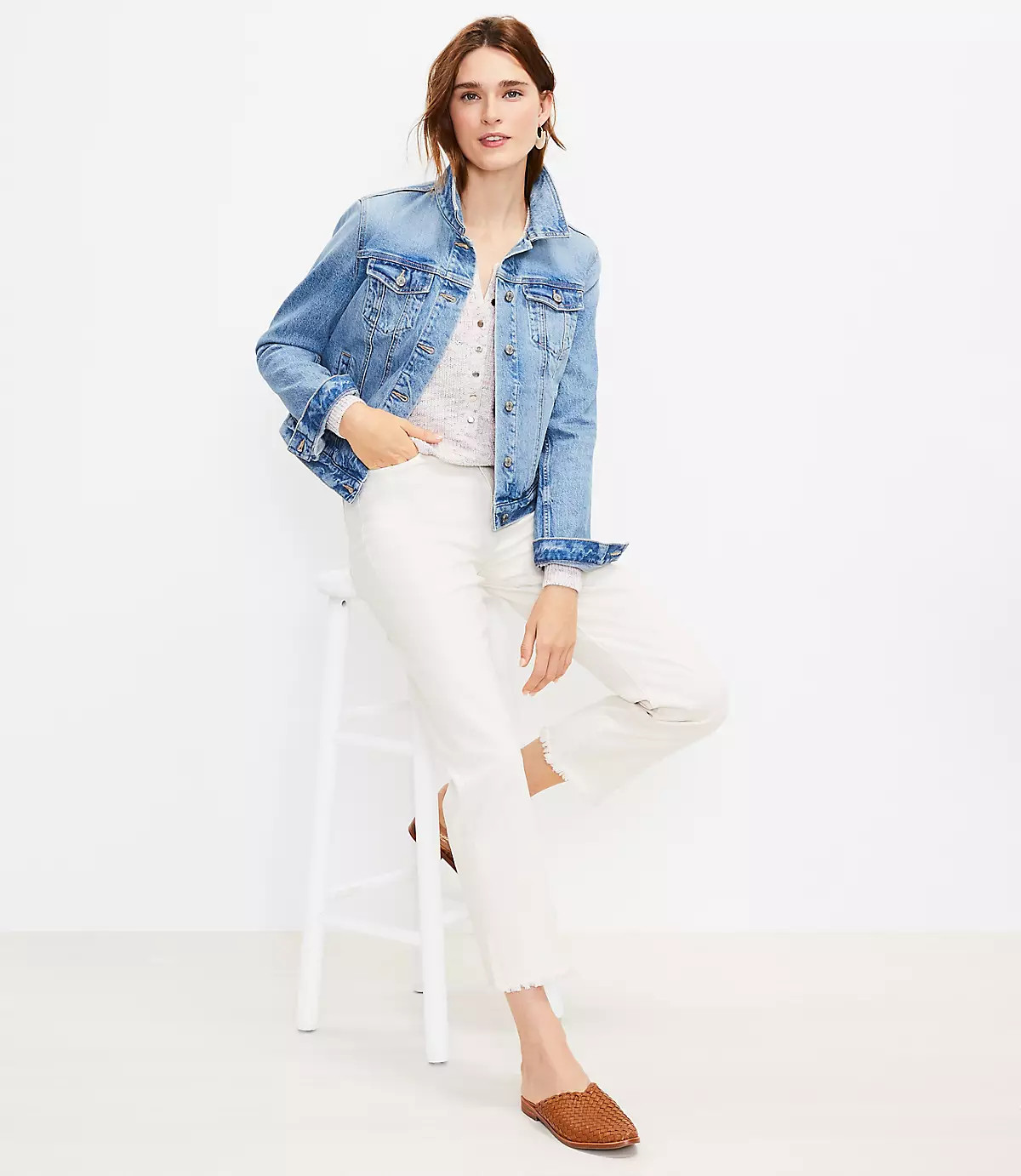 Frayed High Rise Straight Crop Jeans | LOFT | LOFT