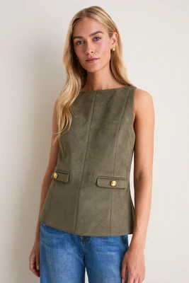 Dark Green Faux Suede Franz Top | Tuckernuck (US)