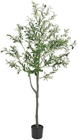 Nafresh Tall Faux Olive Tree，6Ft(72in) Realistic Texture Potted Silk Artificial Olive Tree， F... | Amazon (US)
