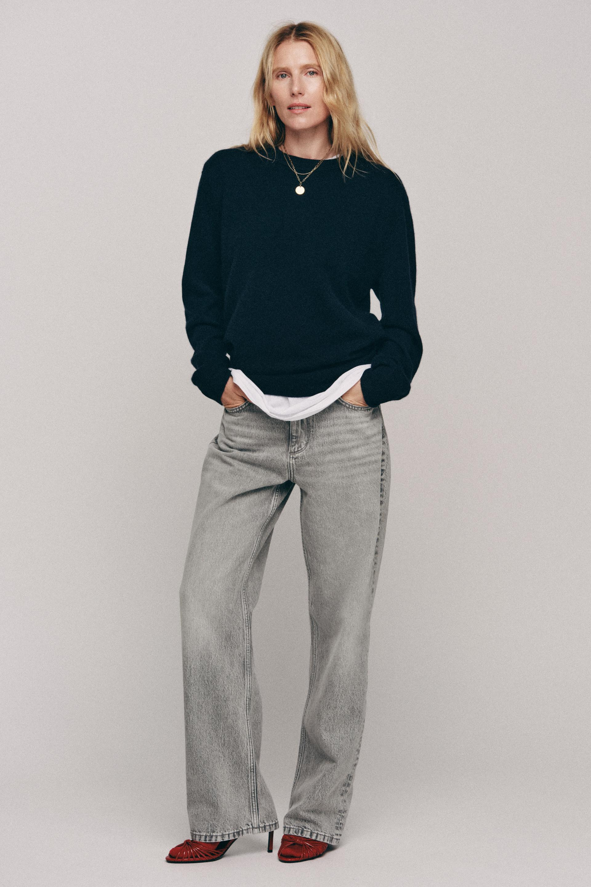 Zara - Z.03 Straight High-Waisted Long Length Jeans - Women - Mid-Blue - Women | Zara US