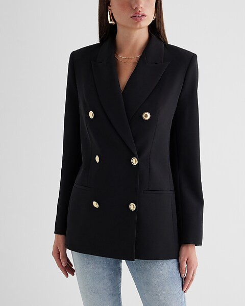 Double Breasted Novelty Button Blazer | Express