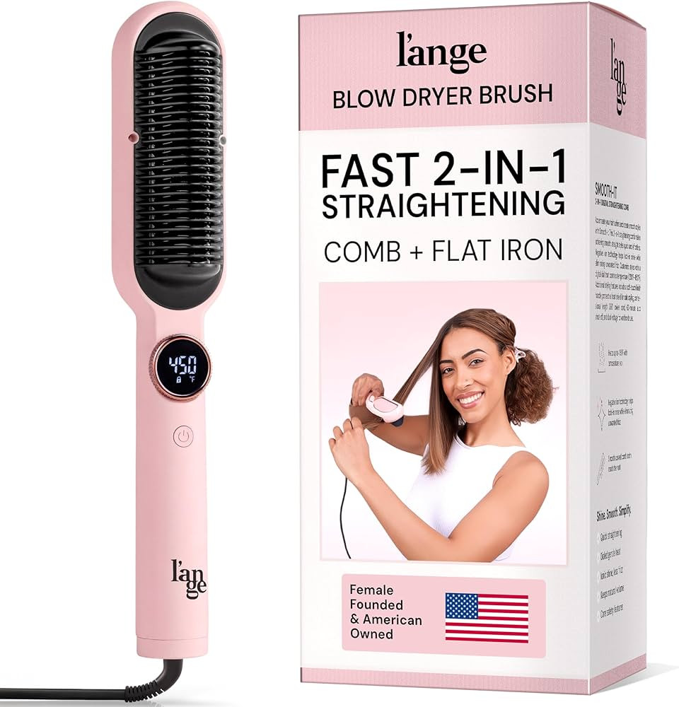 L'ANGE HAIR Smooth It 2-in-1 Hair Straightener Brush with Digital Temperature Dial Up to 450°F |... | Amazon (US)