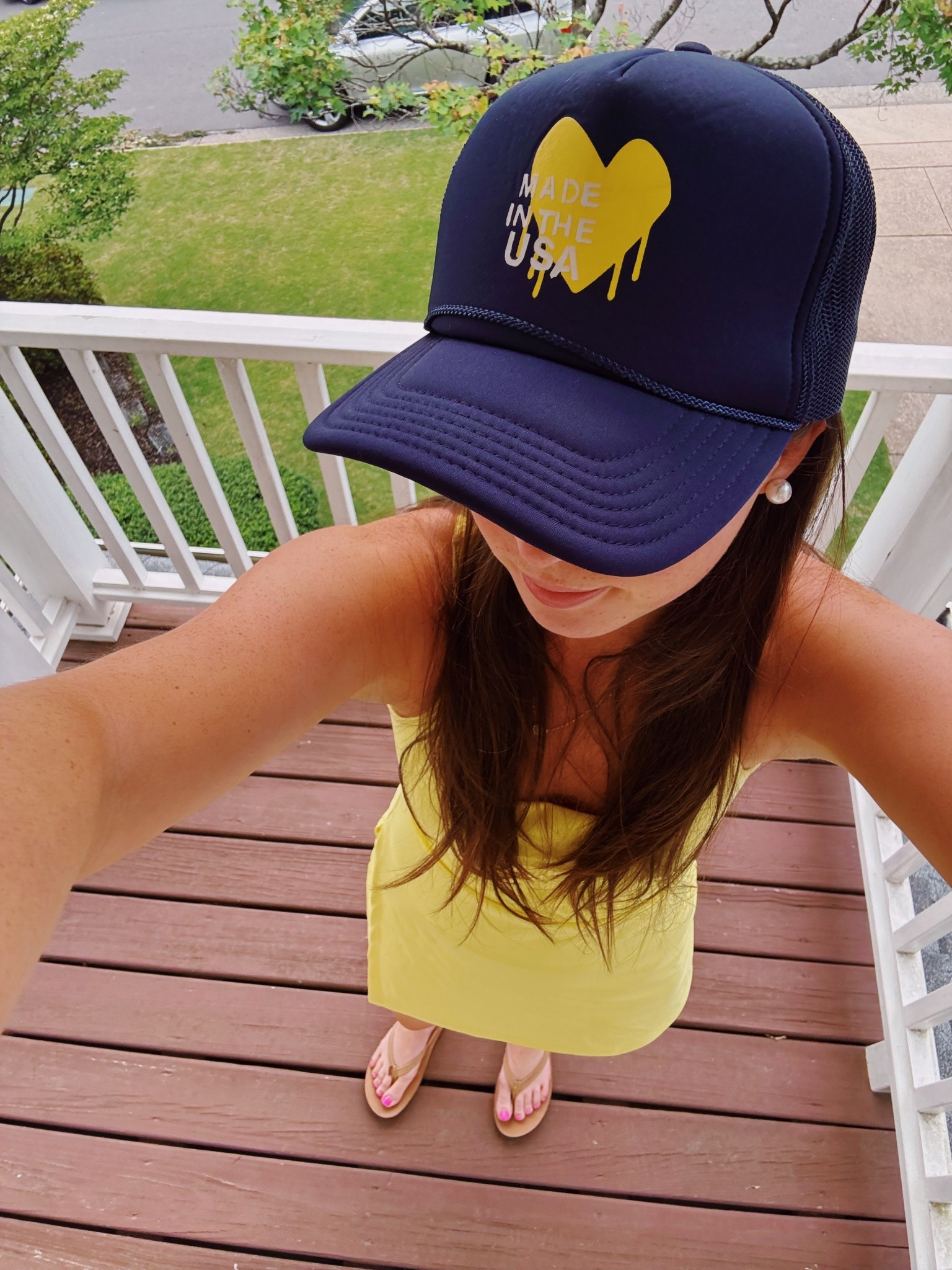 athletic dresses, yellow outfits, trucker hats, summer outfits, girly outfits, blue trucker hats, rainbow flip flops, pearl earrings 

#LTKActive #LTKSummerEdit