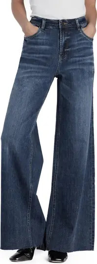Happy Shaggy High Waist Raw Hem Wide Leg Jeans | Nordstrom
