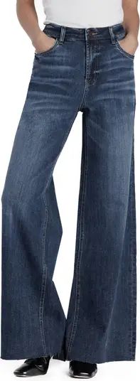 Happy Shaggy High Waist Raw Hem Wide Leg Jeans | Nordstrom