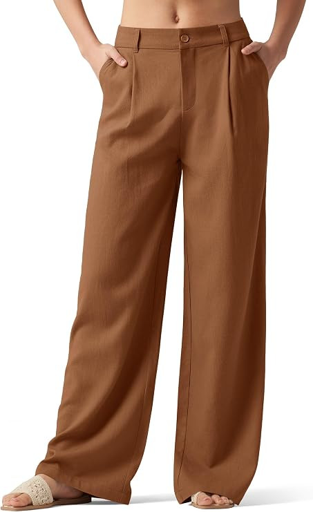 Willit Women's Linen Pants Wide Leg Work Dress Pants Casual Slacks Business Pants with Pockets | Amazon (US)