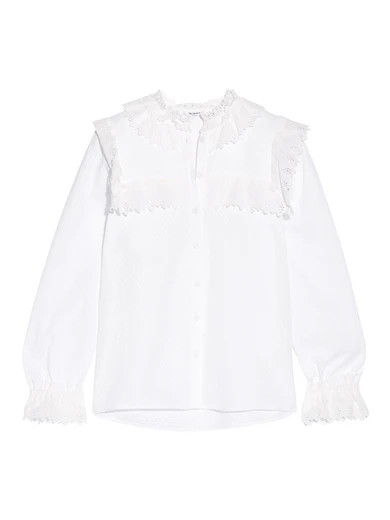 Poppy broderie anglaise-trimmed textured-cotton blouse | NET-A-PORTER (UK & EU)