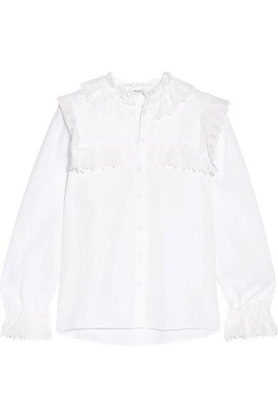 Poppy broderie anglaise-trimmed textured-cotton blouse | NET-A-PORTER (UK & EU)