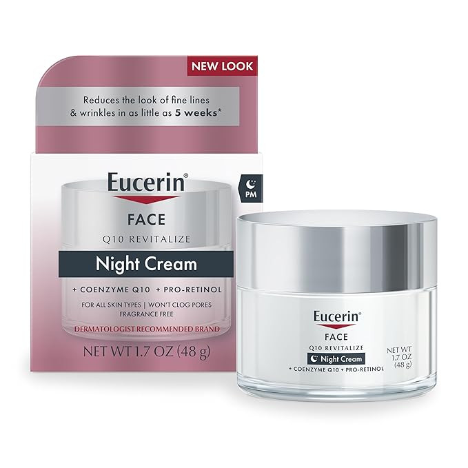 Eucerin Q10 Anti-Wrinkle Night Cream + Pro-Retinol, Facial Cream for Sensitive Skin, 1.7 Oz Jar | Amazon (US)