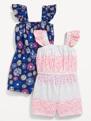 Sleeveless Ruffle-Trim One-Piece Romper 2-Pack for Toddler Girls | Old Navy (US)