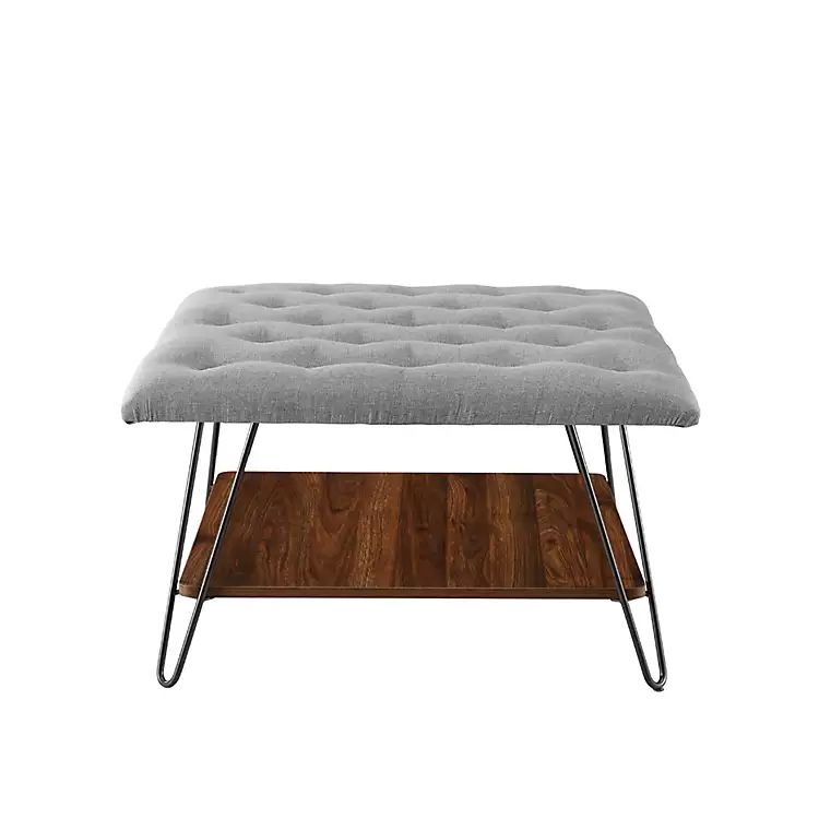 New! Gray Tufted Mid-Century Modern Ottoman | Kirkland's Home