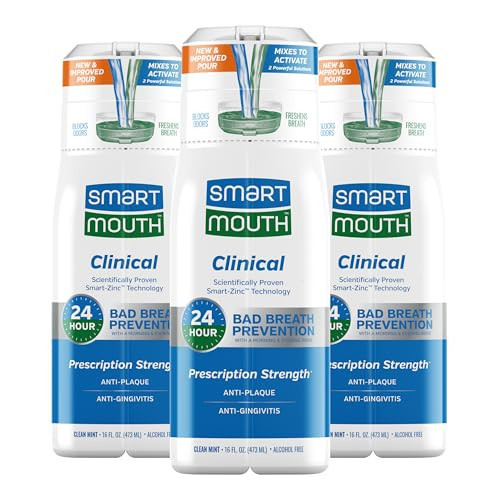SmartMouth DDS Activated Clinical Mouthwash - for Fresh Breath - Clinical Strength Mouthwash for Gum Health, Gingivitis & More - Clean Mint Flavor, 16 fl oz (3 Pack) | Amazon (US)