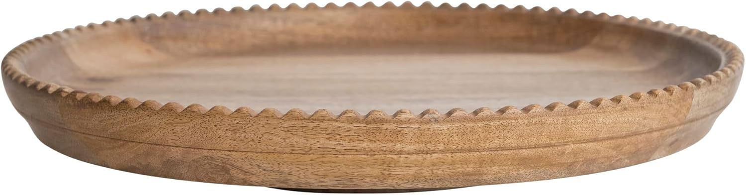 Creative Co-Op Wood Carved Scalloped Edge, Natural Lazy Susan | Amazon (US)