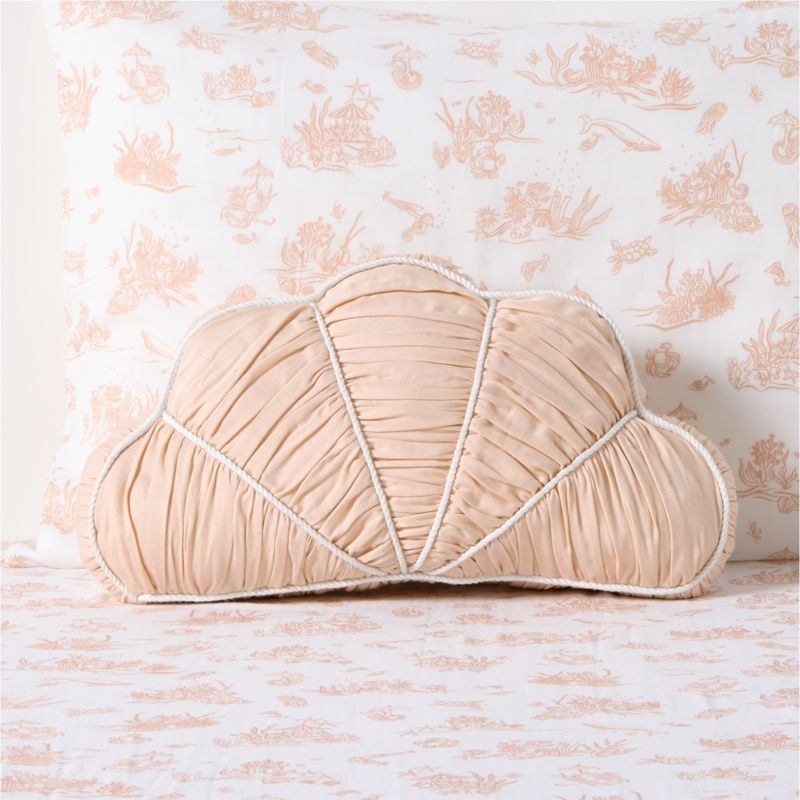 Bea Pink Ruched Shell Pillow by Jake Arnold + Reviews | Crate & Kids | Crate & Barrel