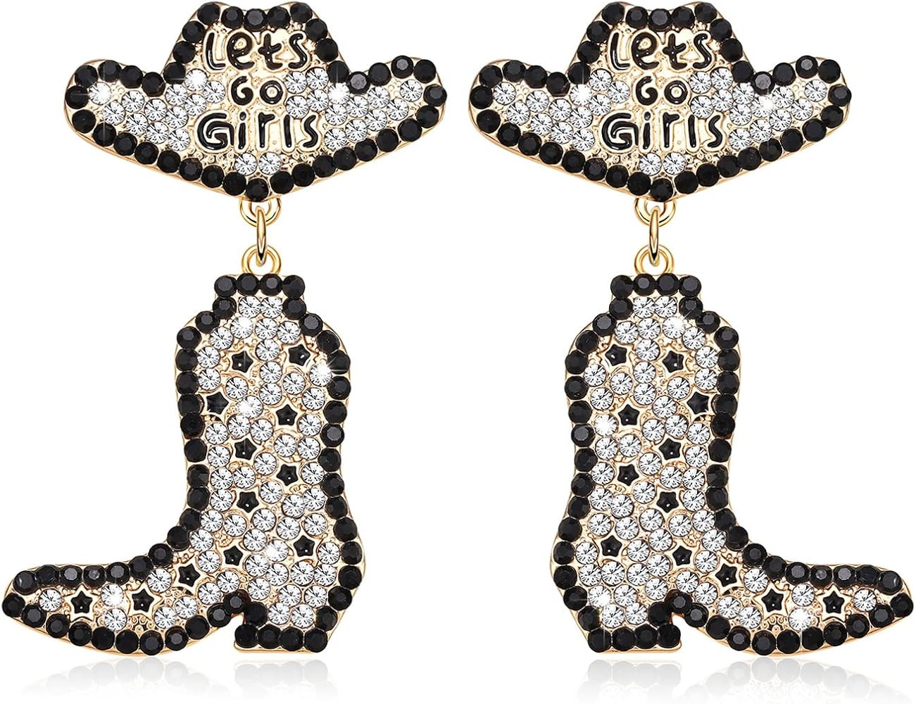 Beaded Cowboy Earrings Sparkly Rhinestone Bead Boots Hat Dangle Earrings for Women Girls Fun West... | Amazon (US)