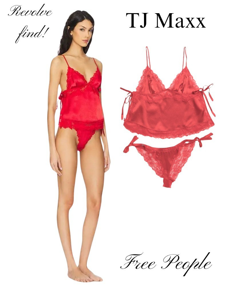 Red free people lingerie on sale at TJ Maxx, tabk top, lace thong, set, revolve find.

#LTKSaleAlert