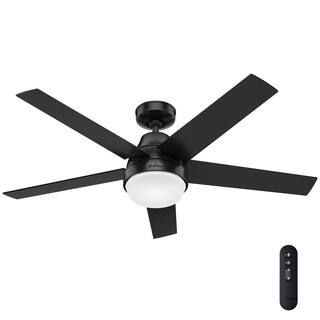 Aerodyne 52 in. Indoor Matte Black Smart Ceiling Fan with Light Kit and Remote Control | The Home Depot