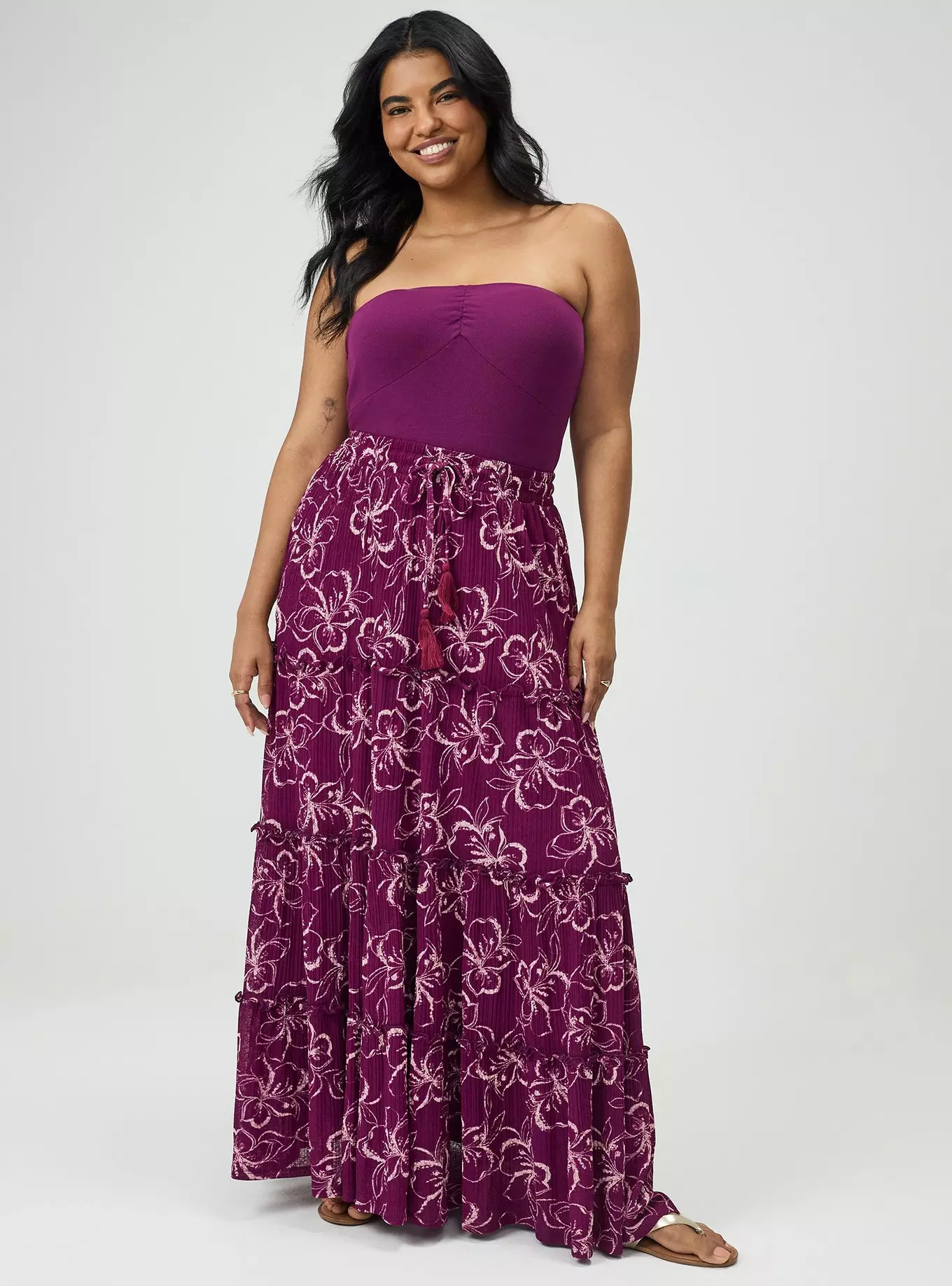 Tiered Drawstring Maxi Skirt | Torrid (US & Canada)