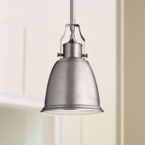 Hobson 7 1/2" Wide Satin Nickel 1-Light Mini Pendant | Lamps Plus