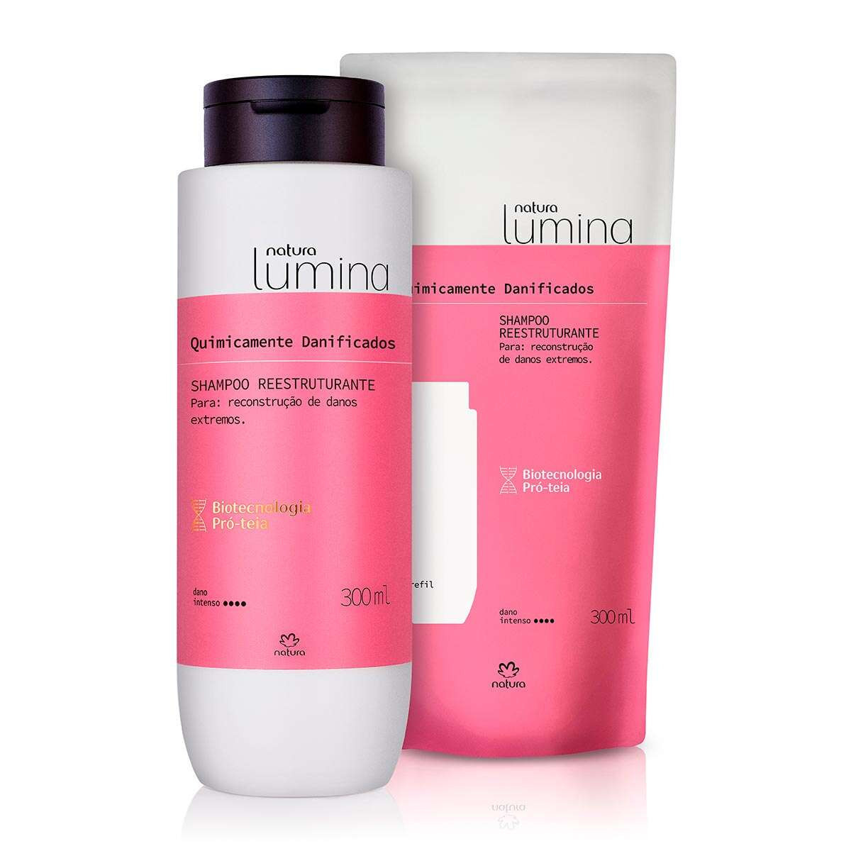 Kit Shampoo Reestruturante Refil Lumina para Cabelos Quimicamente Danificados | Natura BR
