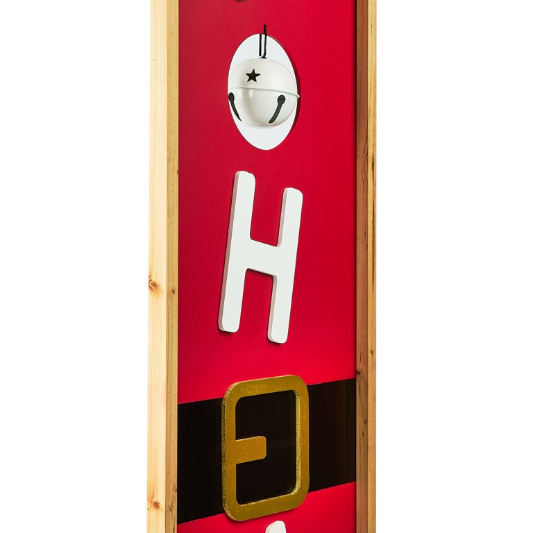 Holiday Time 1 Piece Red Plywood Ho Ho Ho 38” Porch Sign Christmas Décor | Walmart (US)