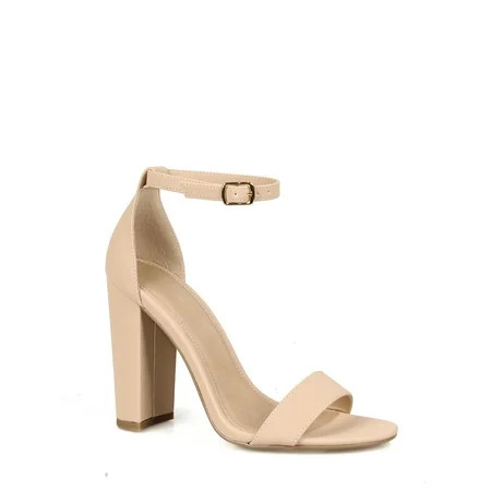 ShoeLaLa Two Piece Chunky Heel Sandals in Nude | Walmart (US)