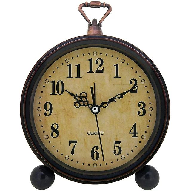 Wekity Vintage Alarm Clock , Analog Silent Small Bedside Desk Clock Battery Operated for Table Li... | Walmart (US)