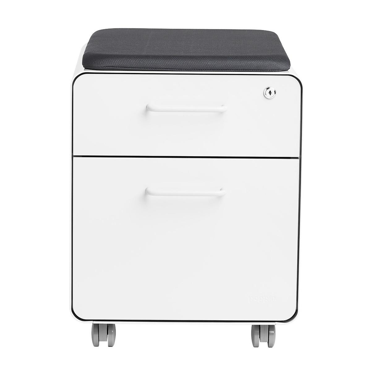 Poppin White Mini 2-Drawer Stow Filing Cabinet with Seat | The Container Store