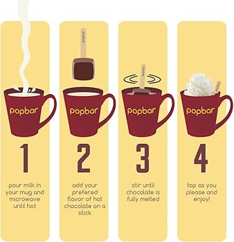 Popbar - Hot Chocolate Sticks - 6 Pack Variety Gift Pack Set Kit- 2 Dark, 2 Milk & 2 Vanilla Whit... | Amazon (US)