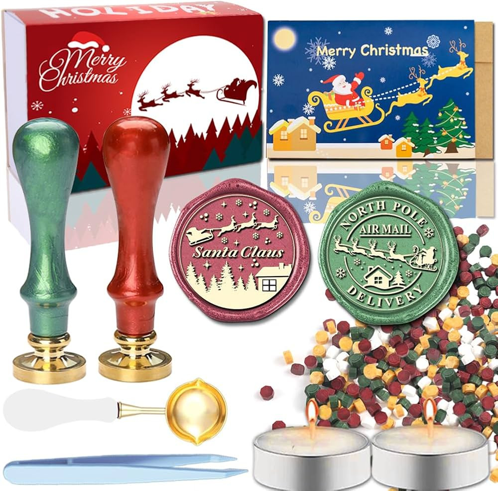 YOLAKIS Santa Claus Wax Seal Stamp Kit Christmas Wax Seal Kit Great for Invitation Christmas Card... | Amazon (US)