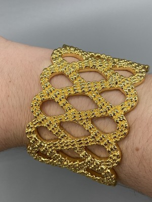 LILLY PULITZER GOLD TONE LATTICE INFINITY BASKET WEAVE ROPE WIDE CUFF BRACELET | eBay US