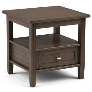 Warm Shaker 20" W SOLID WOOD Rectangle End Side Table in Farmhouse Brown | Cymax