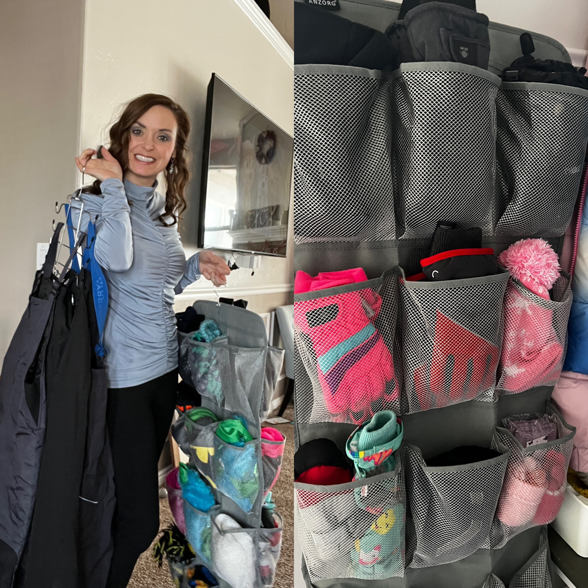 Best winter organization! These have given a place to put a winter stuff and it's an easy storage when we don't need them!  We also hang the snow bibs even when wet to dry better! 

#LTKhome #LTKfamily #LTKFind