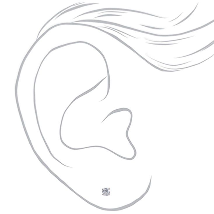 Sterling Silver Cubic Zirconia 3MM Round Stud Earrings | Claire's (US)