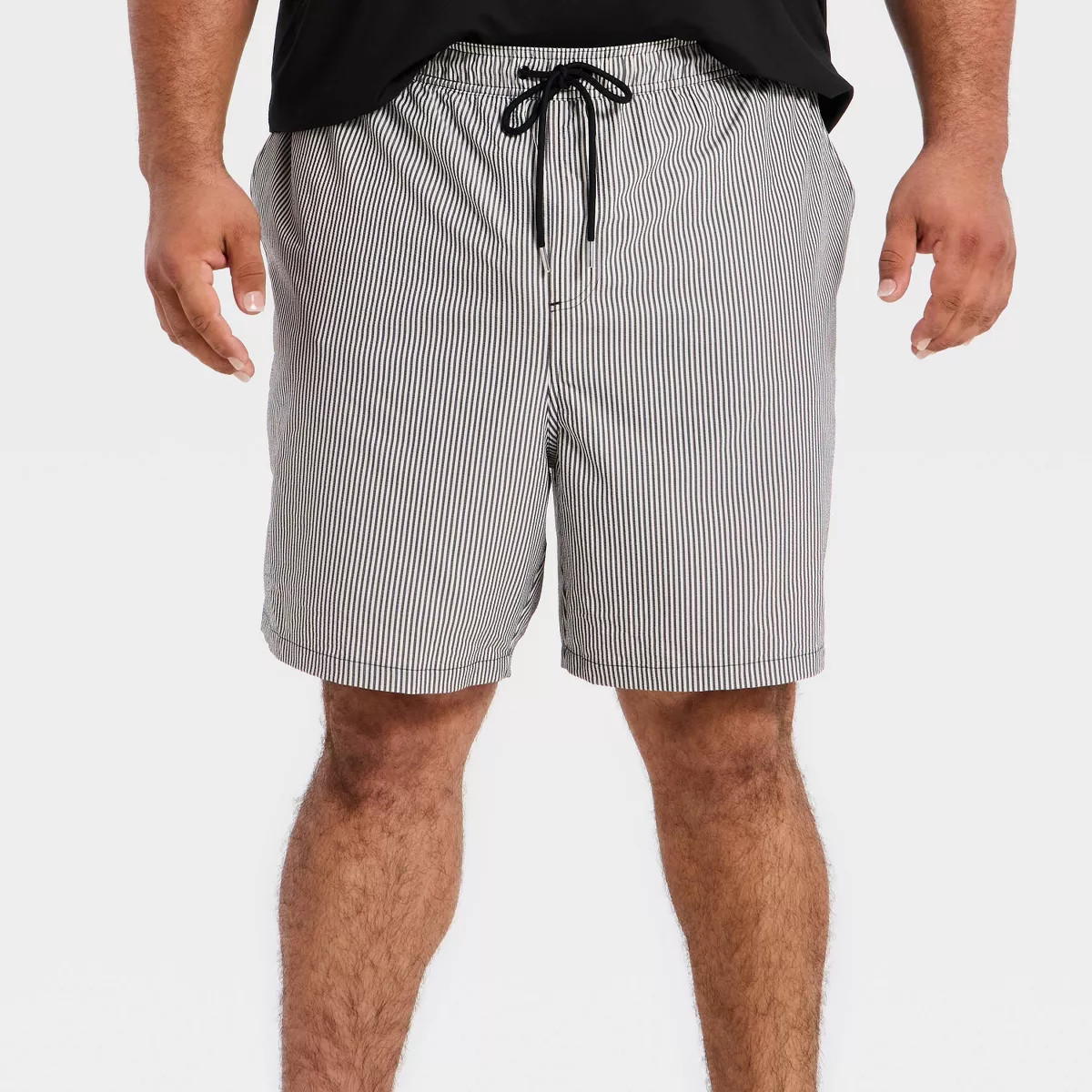 Men's Big 7" Swim Trunks with Boxer Brief Liner - Goodfellow & Co™ Black Stripe 4XL | Target