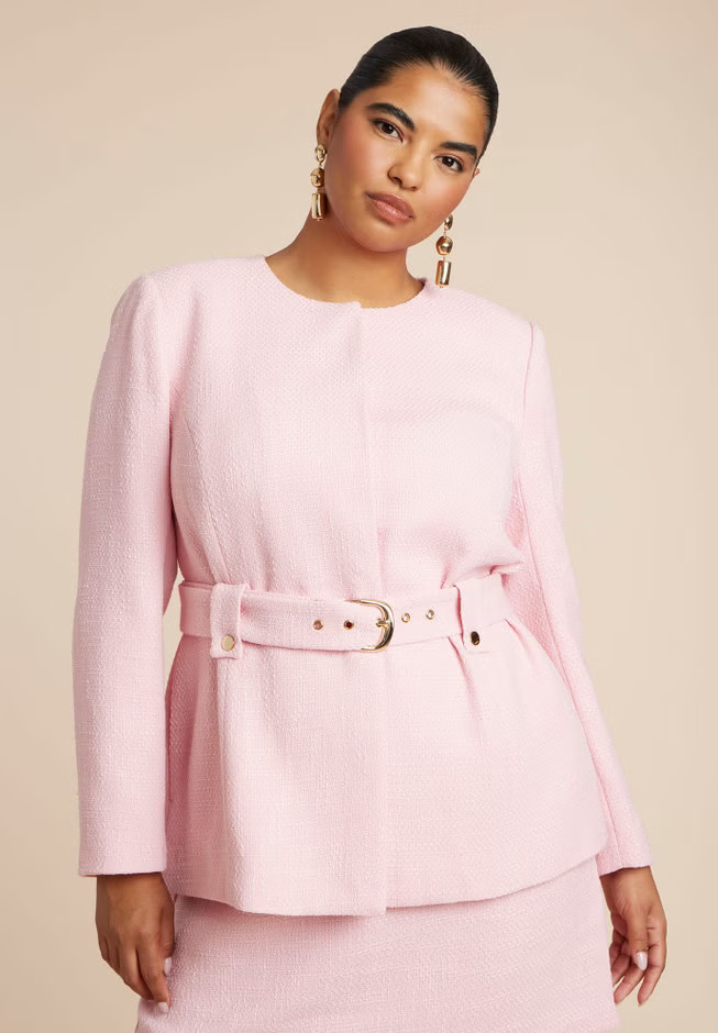 Belted Tweed Jacket | Eloquii