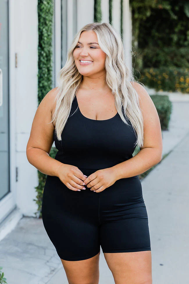 She's A Go Getter Black Active Onesie | Pink Lily