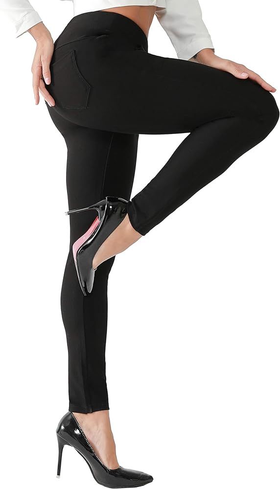 AUSIMIAR Women Stretch Skinny Dress Pants,Super Comfy Pull-on Black Leggings for Work Casual Offi... | Amazon (US)