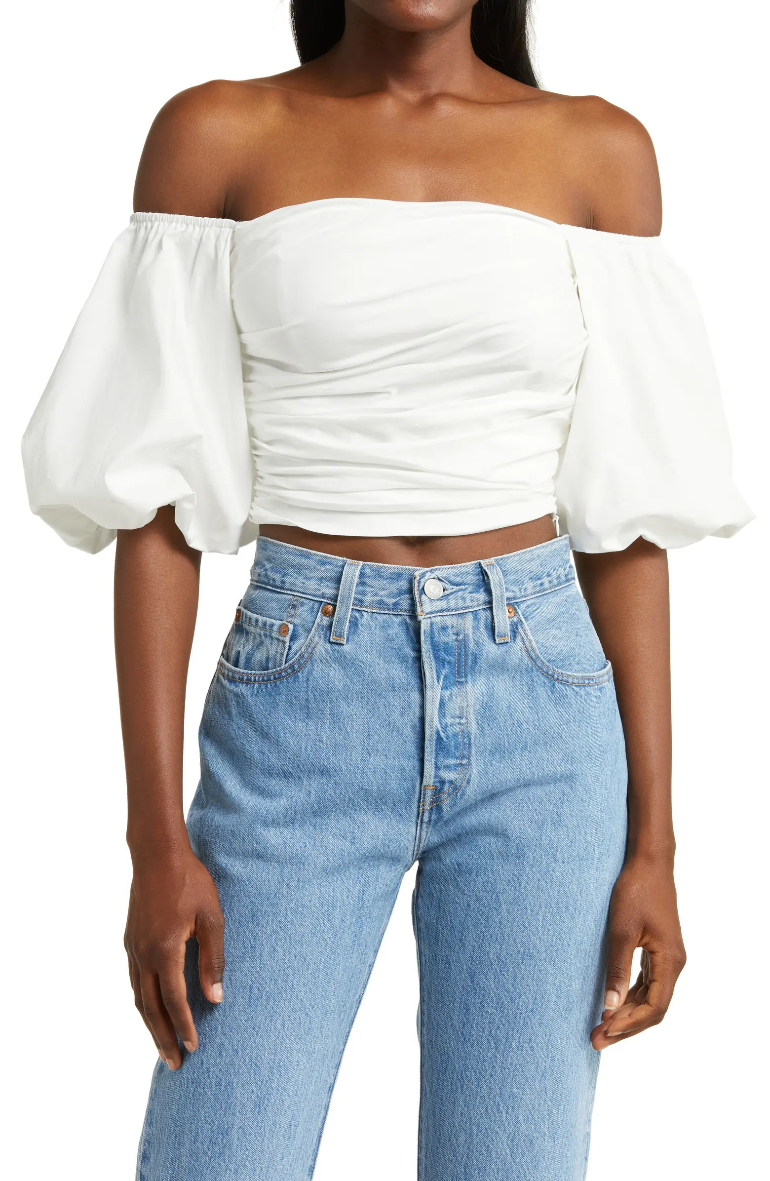 Ruched Off the Shoulder Crop Top | Nordstrom