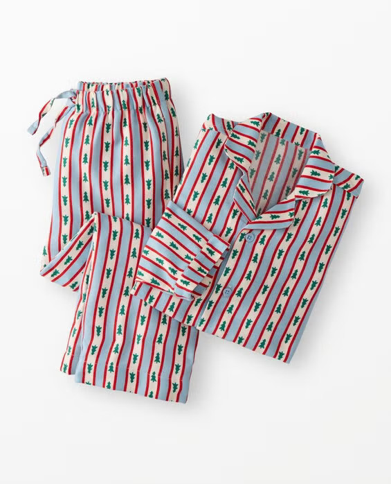 Toddler Holiday Flannel Pajama Set in Tree Ribbons On Blue - 100% Recycled Polyester - Size 3 by Hanna Andersson | Hanna Andersson